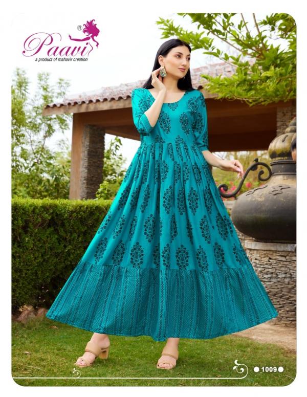 Paavi Aaradhya Rayon Exclusive Designer Long Anarkali Kurti Collection